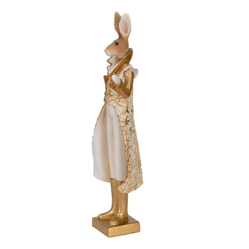 Dekorationsstatue Hase Gold, Weiß 11x8x33 cm