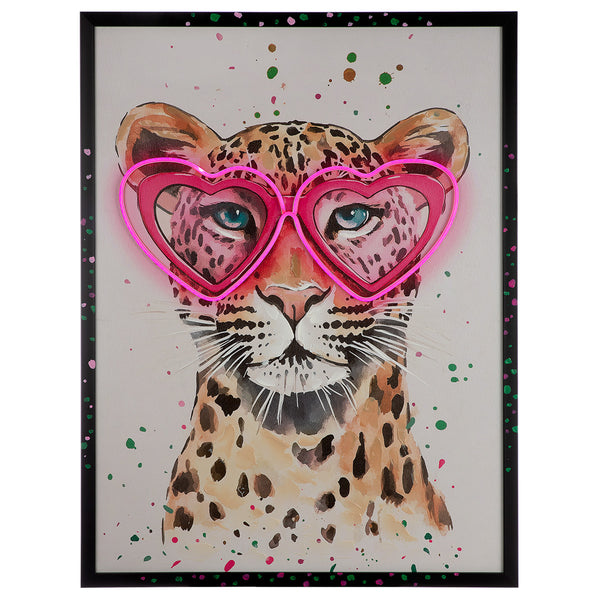 LED Leinwandbild Leo Love – Stylische Wanddekoration mit Leopardmotiv