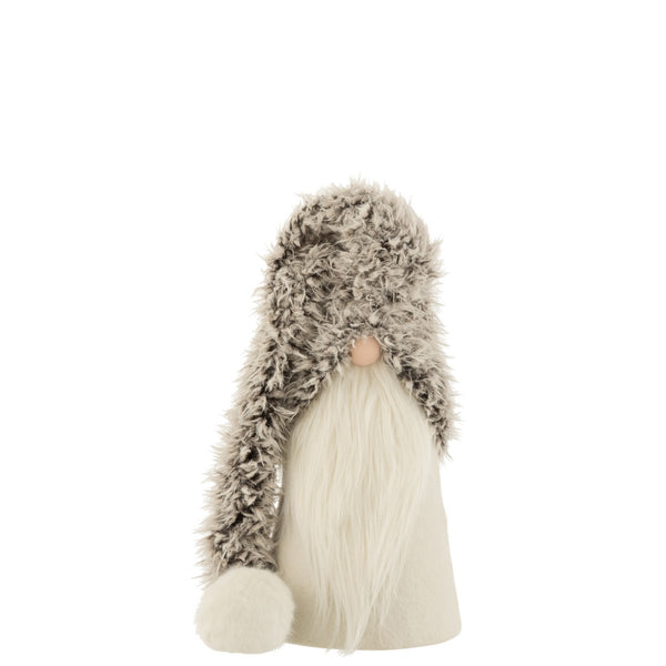 Winter Gnome Figure Poly Textile Grey 42 cm