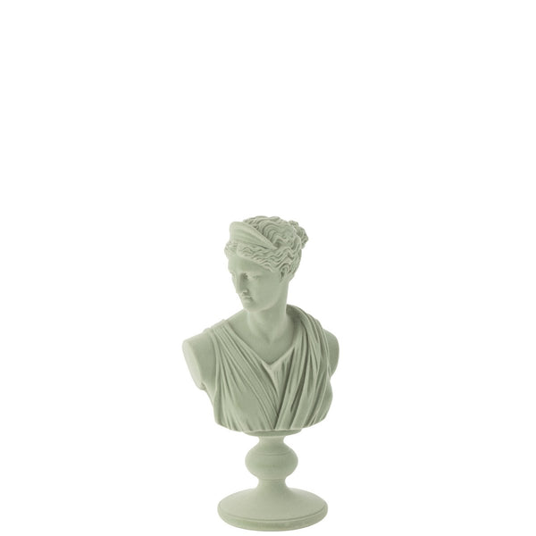 Greek bust made of polyresin in mint green, height 33cm