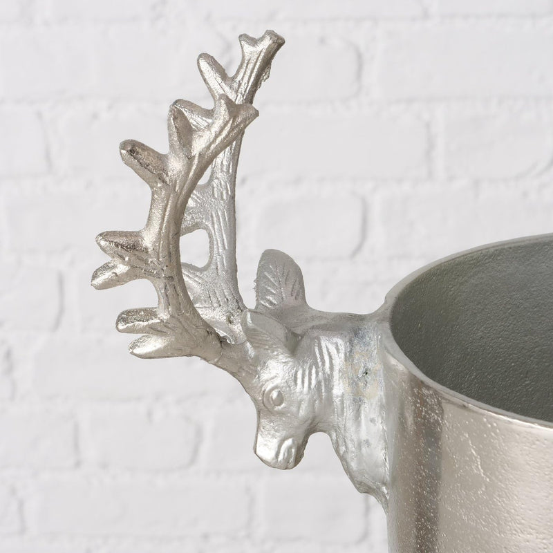 Sektkühler Elomir – Eleganter Hirschkopf-Design-Kühler in Silber