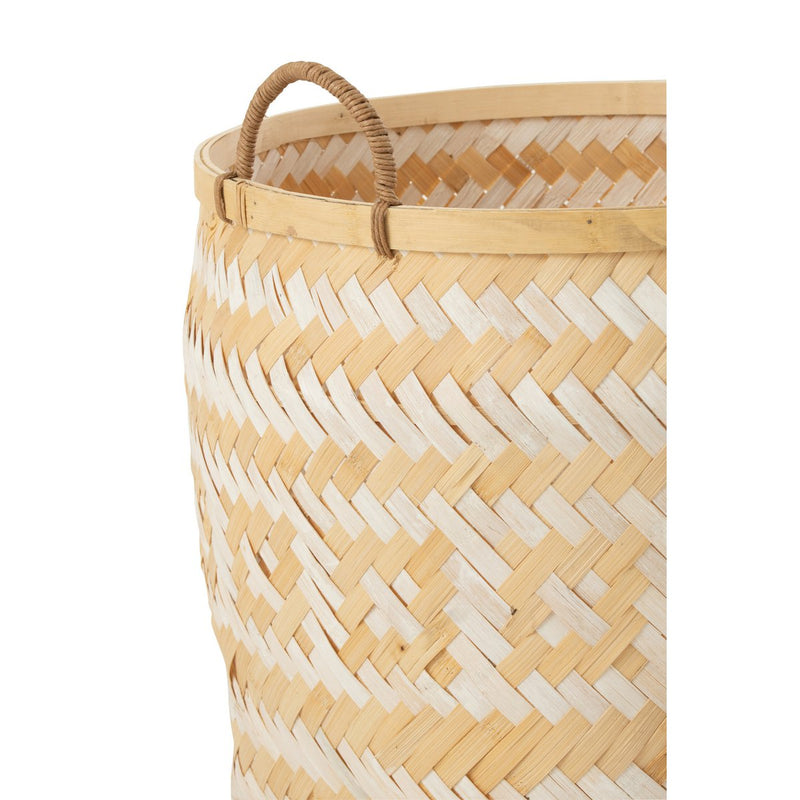 Set of 3 basket pattern handles bamboo natural/white