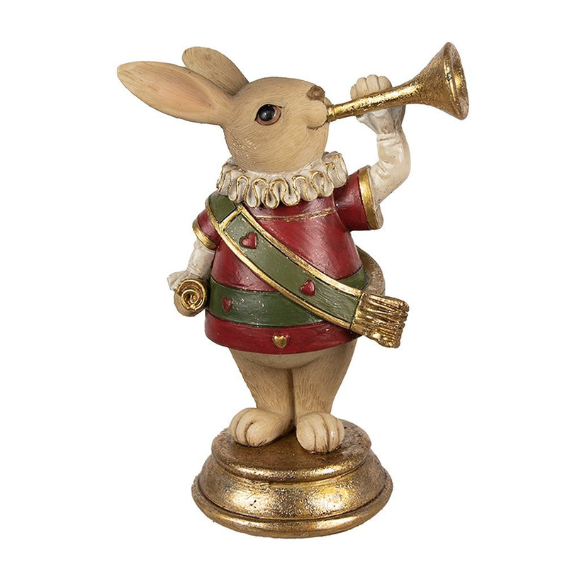 Dekorationsstatue Hase Braun Goldfarben Rot 11x7x14 cm