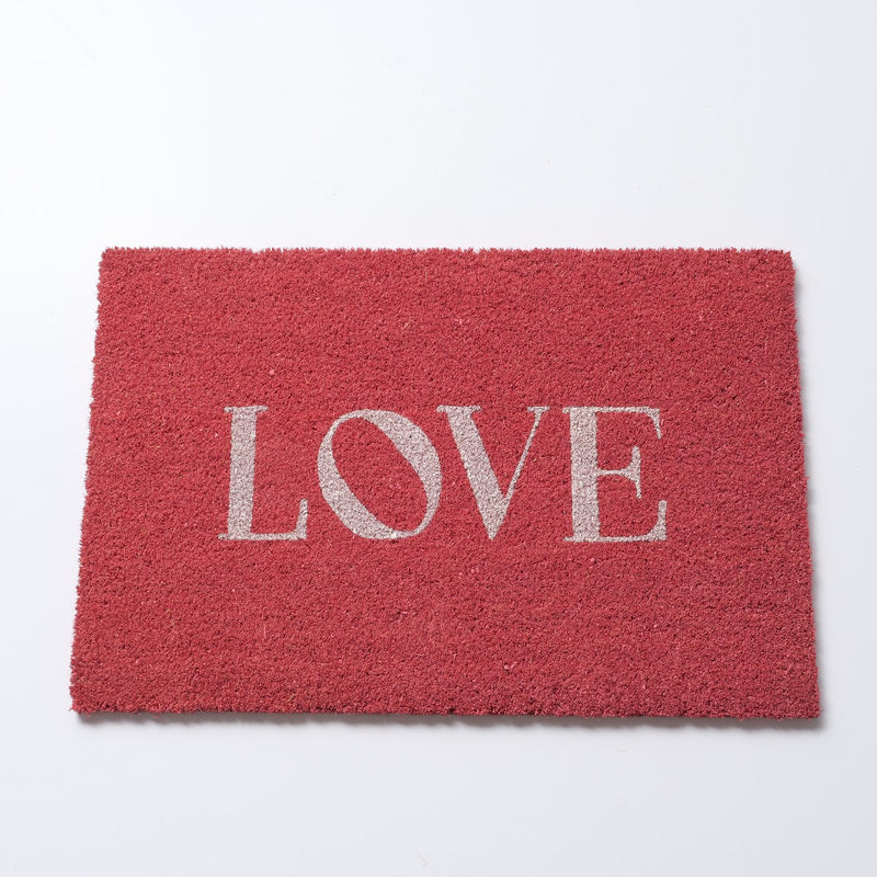Elegante Fußmatte 'Love' in Rot mit stilvollem Schriftzug