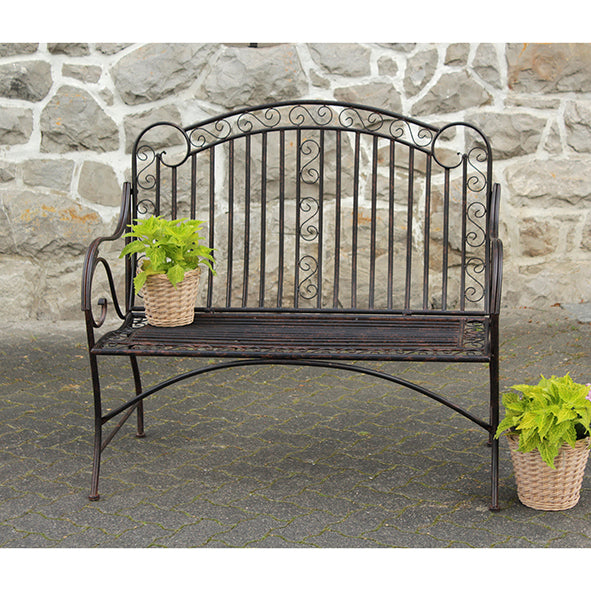 Metal bench Lazise, ​​dark brown, 117 x 50.2 x 108.6 cm