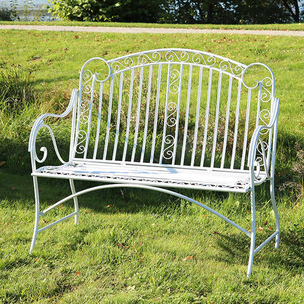 Verona metal bench, white, 117 x 50.2 x 108.6 cm