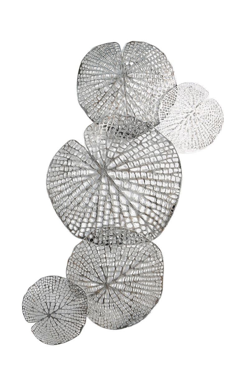 Wandrelief Leafs - Silberfarbene Metalldekoration mit 5 Blättern in antikem Design