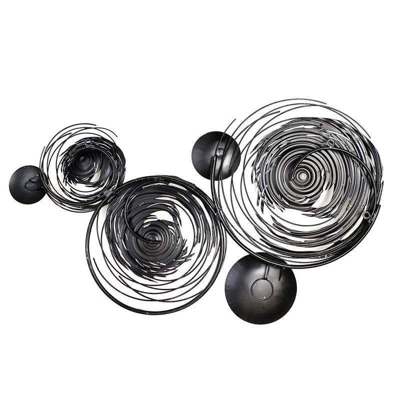 Metal wall relief Circles in white and silver colors - A modern work of art for your walls