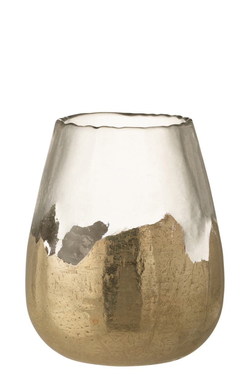 Elegant set of 4 tealight holders 'Zoe' - round glass design in gold - 31cm height