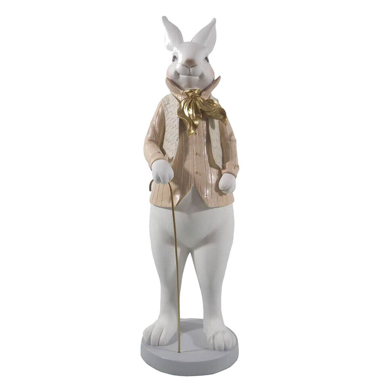 Dekorationsstatue Hase weiß, goldfarben 17x15x53 cm