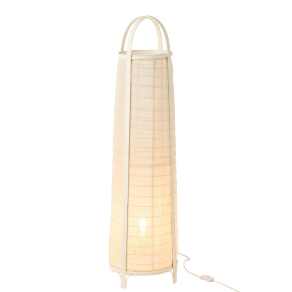 Elegante vloerlamp Don, katoen-bamboe combinatie, wit