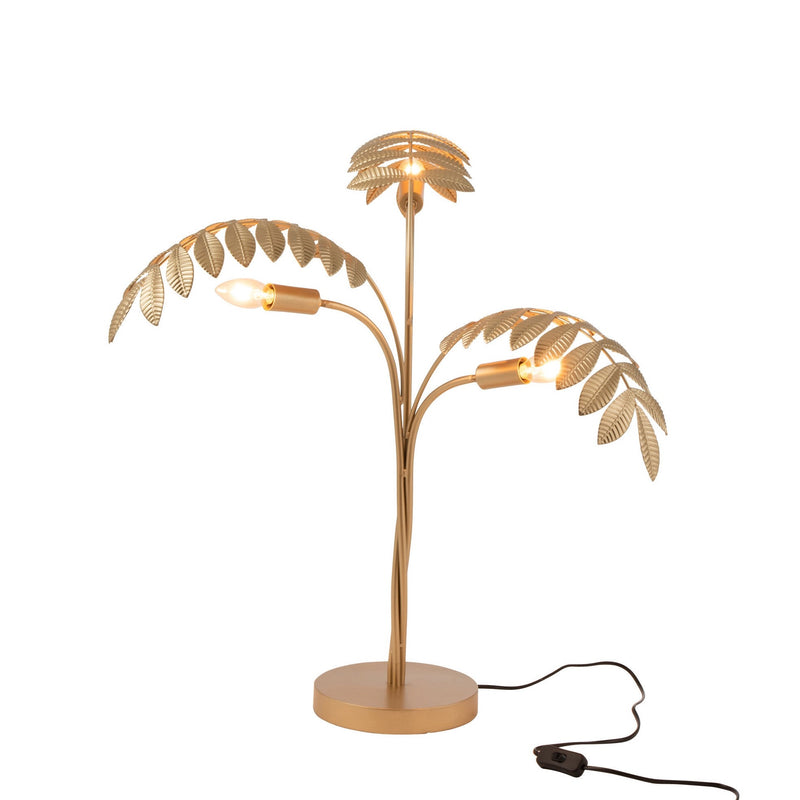 Luxurious golden palm table lamp made of high quality zinc 