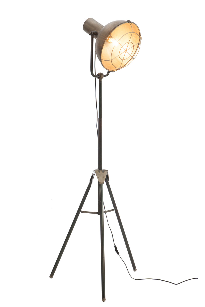 Antieke vloerlamp - rond design van metaal in grijs - industriële oude stijl look hoogte 150cm