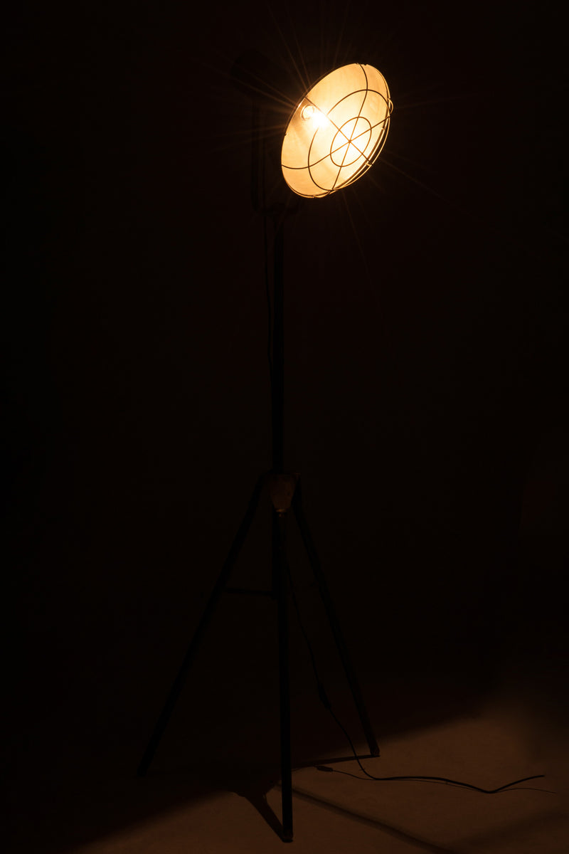 Antique floor lamp - round design made of metal in gray - industrial old style look height 150cm