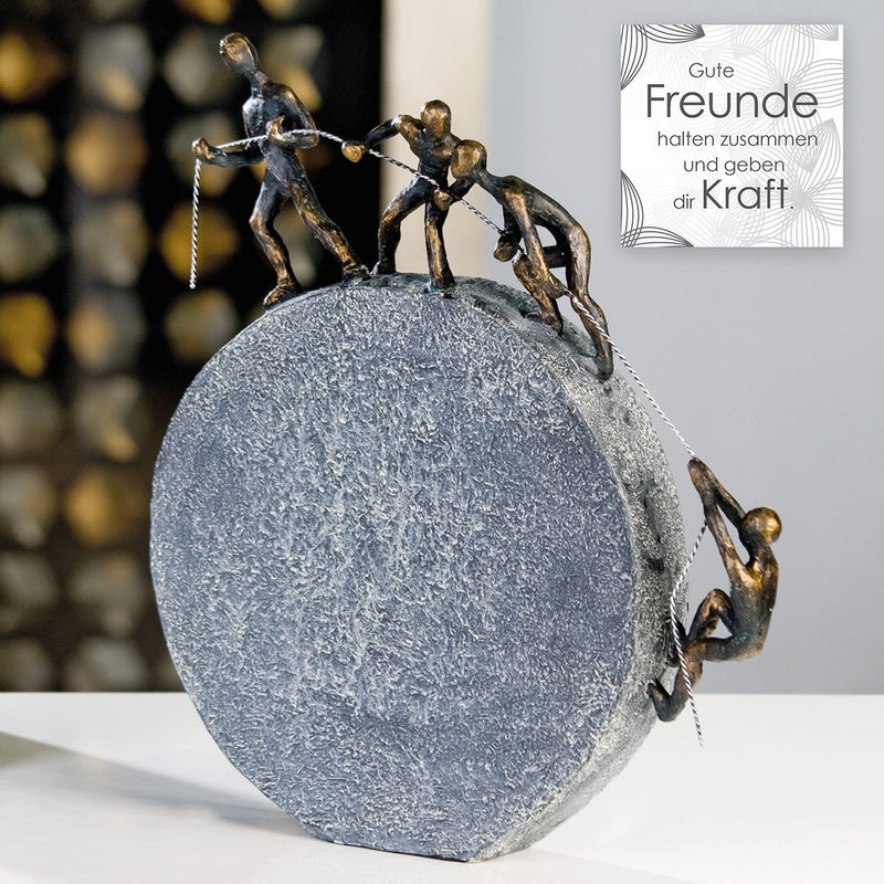 Skulptur GUTE FREUNDE halten zusammen und geben dir Kraft Höhe 35cm Geschenk Dekoration mit Spruchanhänger