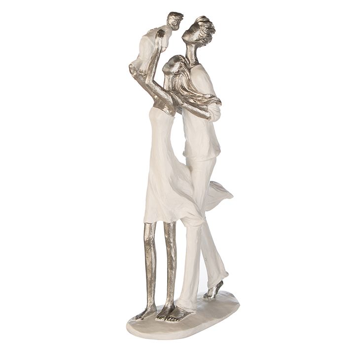 Poly Skulptur Elternglück in Weiß/Silber - Ein Symbol der Familienharmonie