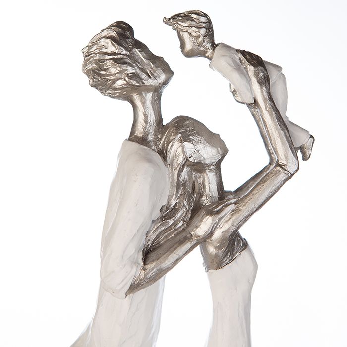 Poly sculpture parental happiness in white/silver - a symbol of family harmony