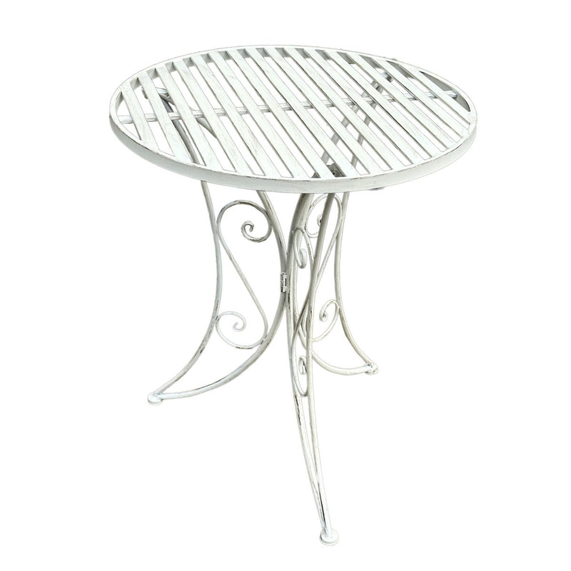 Metal table Sirmione, Ø 60 x 72 cm, white - Stylish round table for balcony and terrace