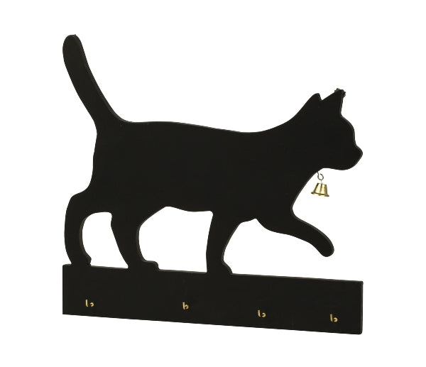 Black cat shaped wall key rack