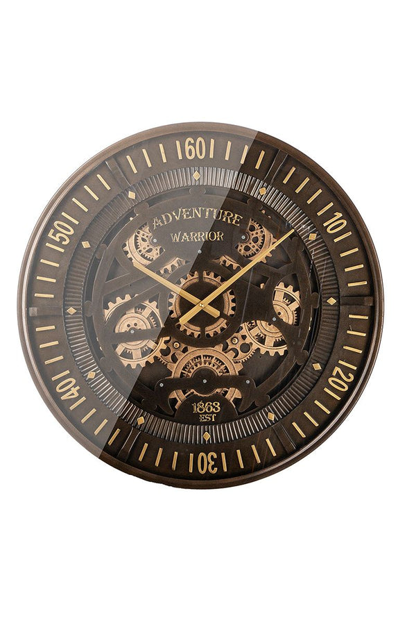 Steampunk wall clock 'Avento' with moving gears - a contemporary work of art