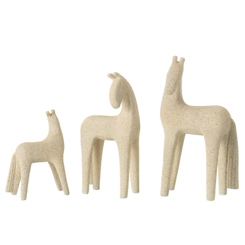 Decorative Figure Horse Set Modern Beige 3-piece