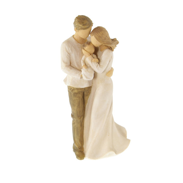 Poly figure family with baby, 11.5 x 8.5 x 23 cm, beige