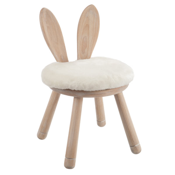 Kinderstuhl "Ear Rabbit" aus Naturholz - Weiß Kunstfell