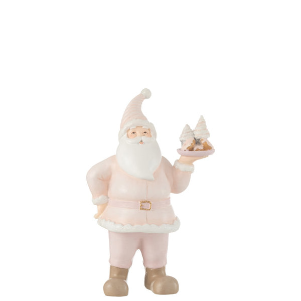 Santa Claus Decoration Figure Pink 24 cm with Cake