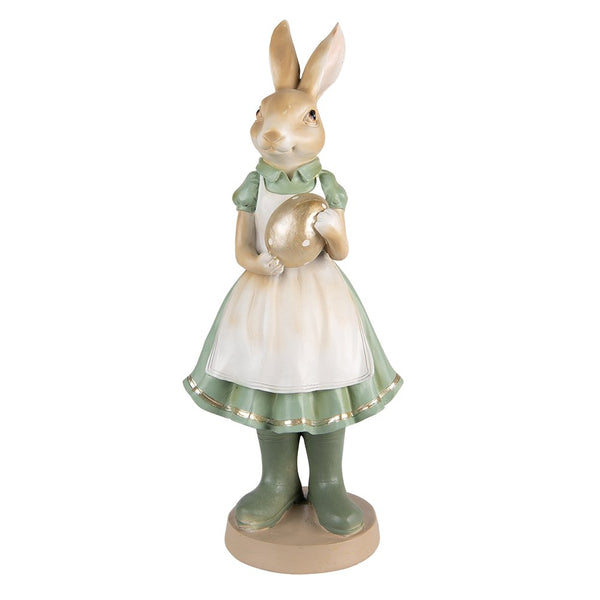 Dekorationsstatue Hase Grün, Goldfarben 17x15x40 cm