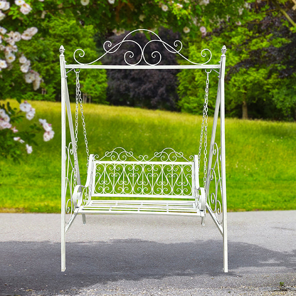 Sirmione metalen tuinschommel, wit, 146 x 90 x 215 cm