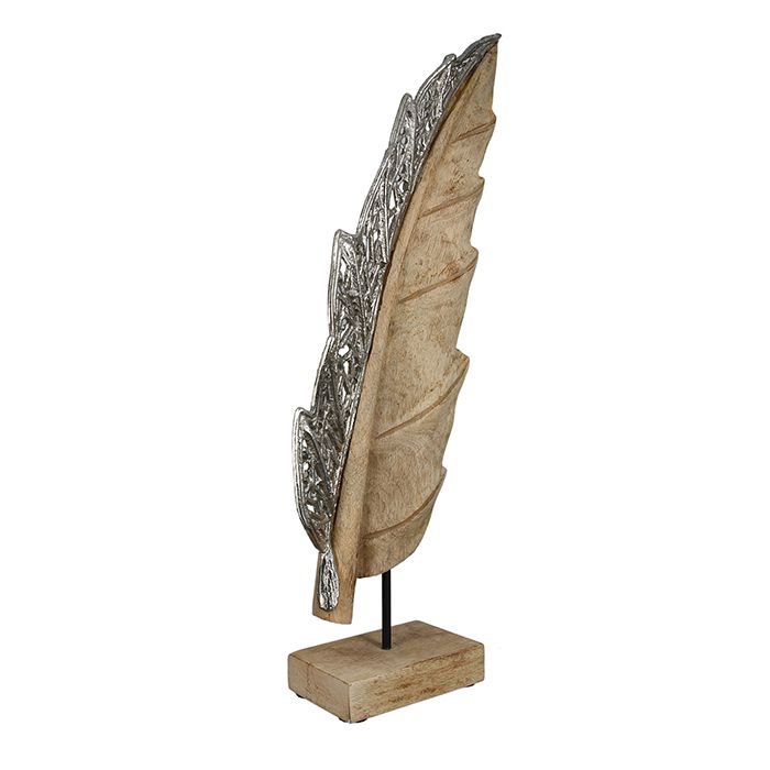 Elegante kwaliteitssculptuur van echt hout "Jali" van mangohout en aluminium