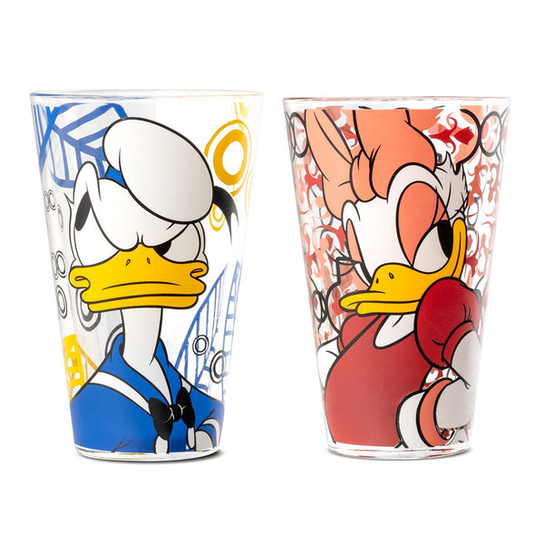 Set van 4 Disney glazen Donald &amp; Daisy - Twee keer gesorteerd