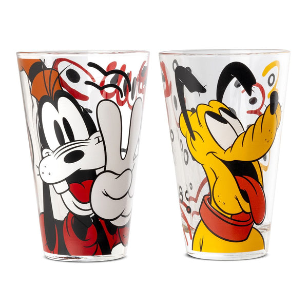 Exclusieve set van 4 Disney glazen Goofy &amp; Pluto - tweemaal geassorteerd