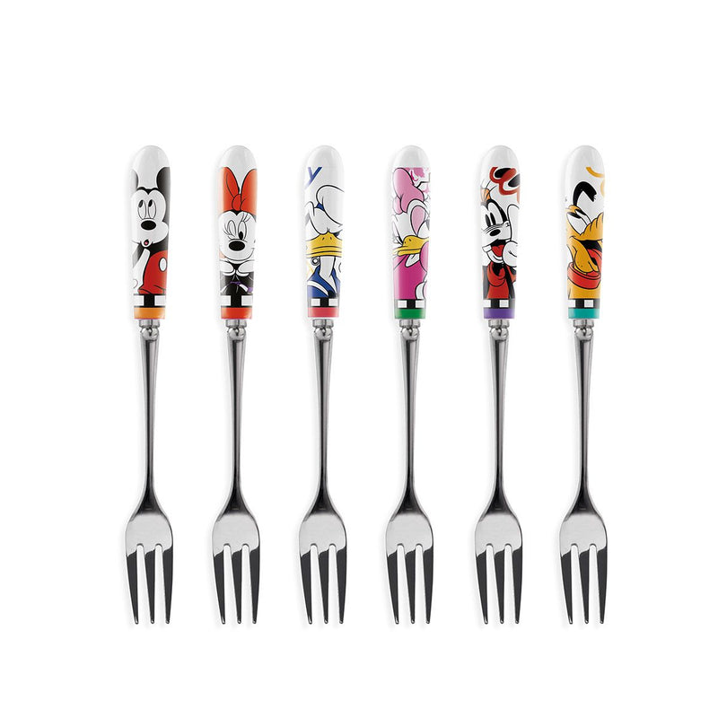 Disney cake forks – set of 6 for magical dessert moments, porcelain, stainless steel 