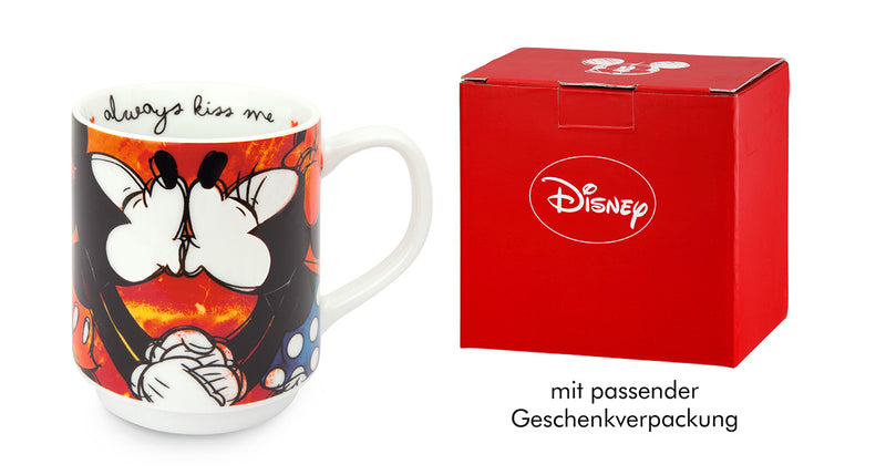 Set van 4 Disney stapelbekers 'Always Kiss Me' - porselein, 350 ml in geschenkverpakking