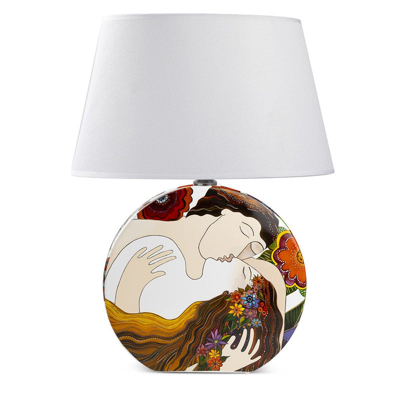 Table lamp "First Kiss" – multi-coloured ceramic with a romantic design