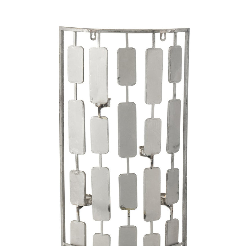 Wanddekoration mit Teelichthalter aus Metall und Spiegeln in Grau – Groß