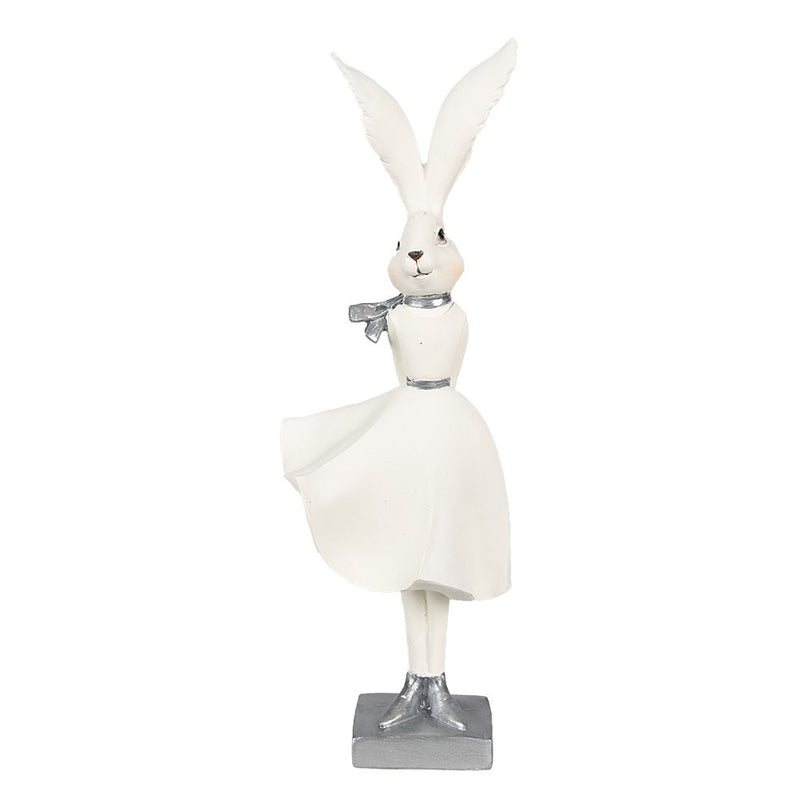 Dekorationsstatue Hase weiß silberfarben 13x11x37 cm