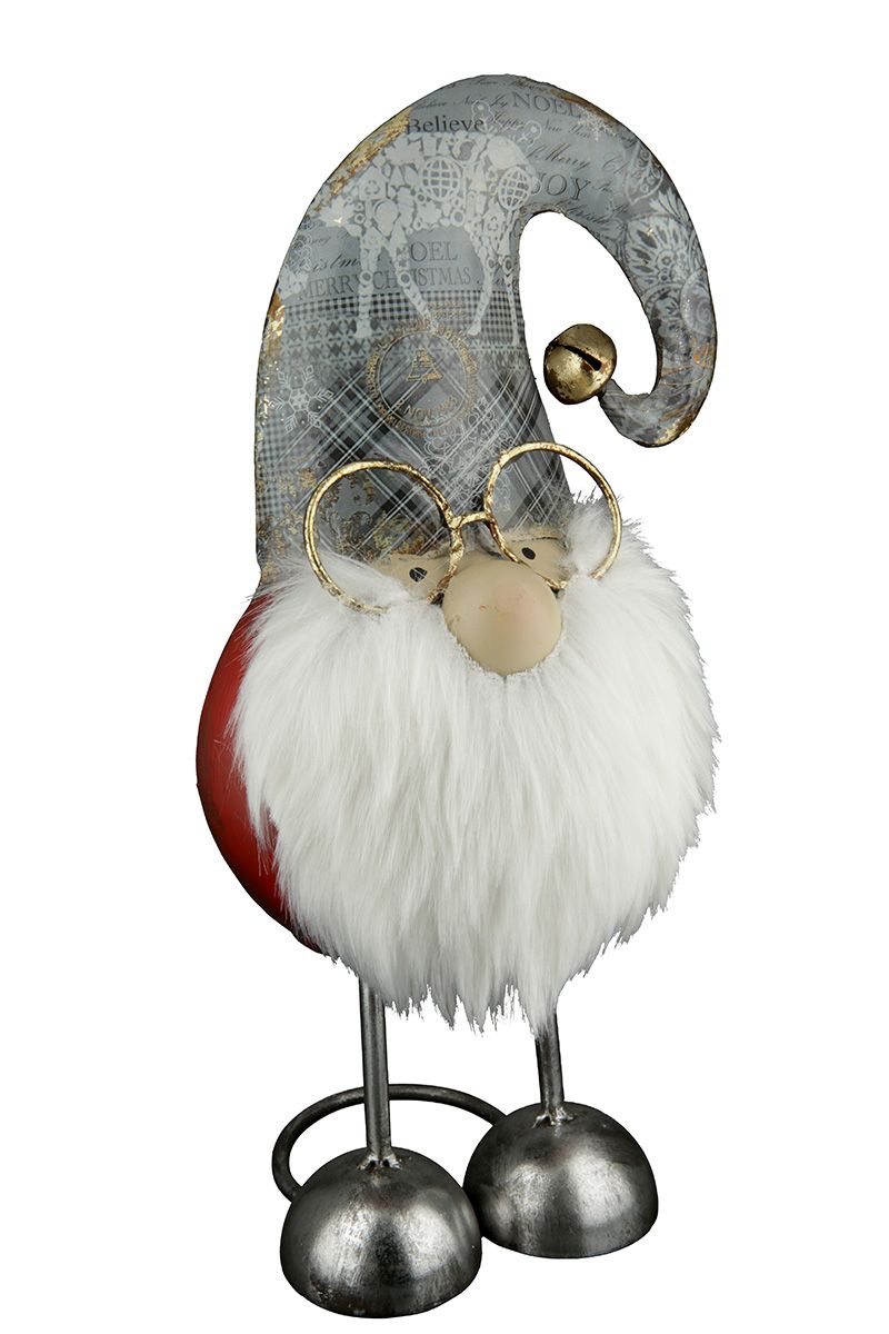 Set of 3 metal Santa with glasses - charming festive accents for your home