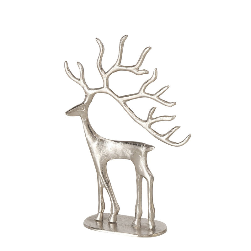 2-piece deer figurine set "Trollah" - refined aluminium, height 40 cm &amp; 24 cm