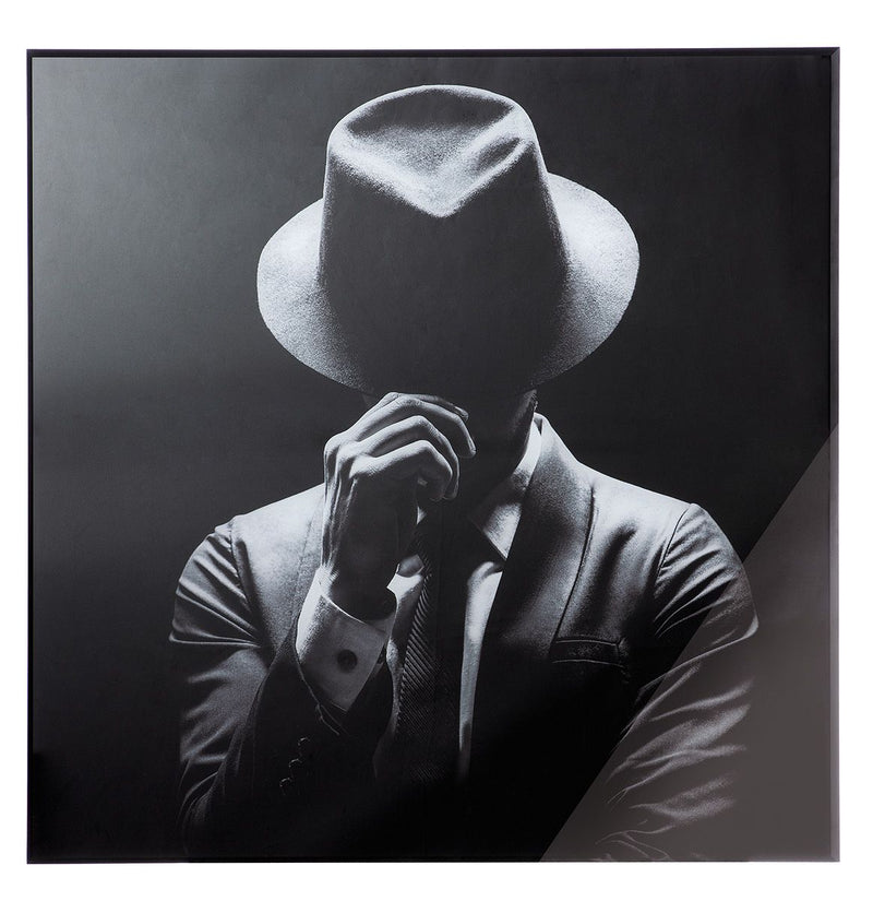 Exclusive set of 3 acrylic aluminum picture "Gentleman" with aluminum frame black/gray