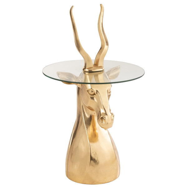 Side table Antilope Polyresin Glass Gold 83 cm