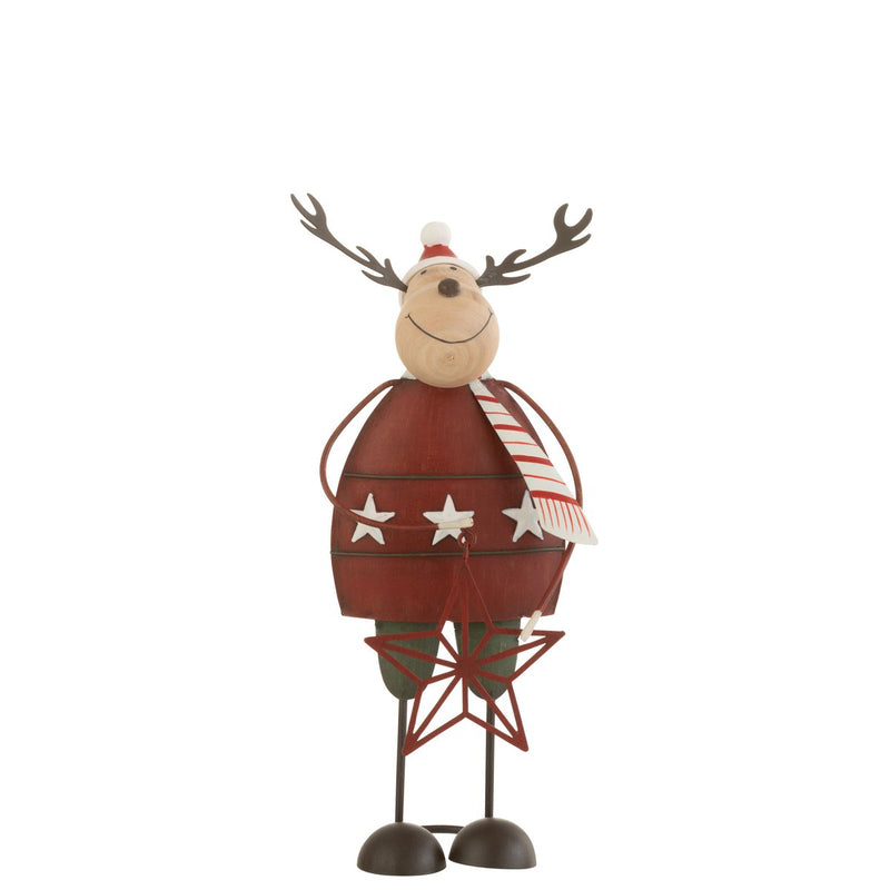 Reindeer Figure Decoration Metal Red 23 cm