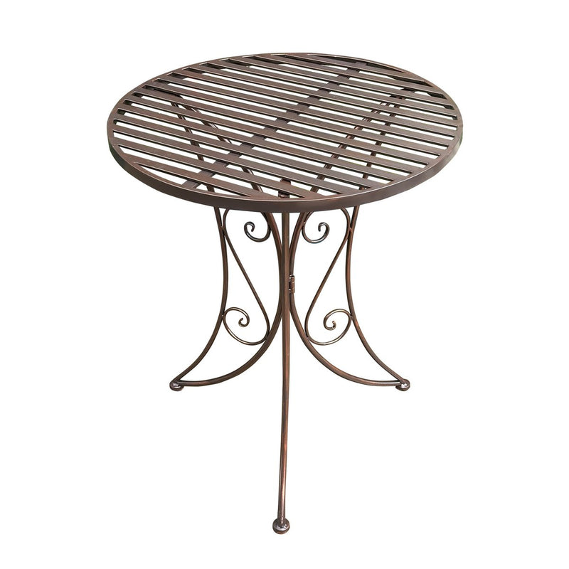 Metal table Malcesine, Ø 60 x 72 cm, brown - Stylish round table for balcony and terrace