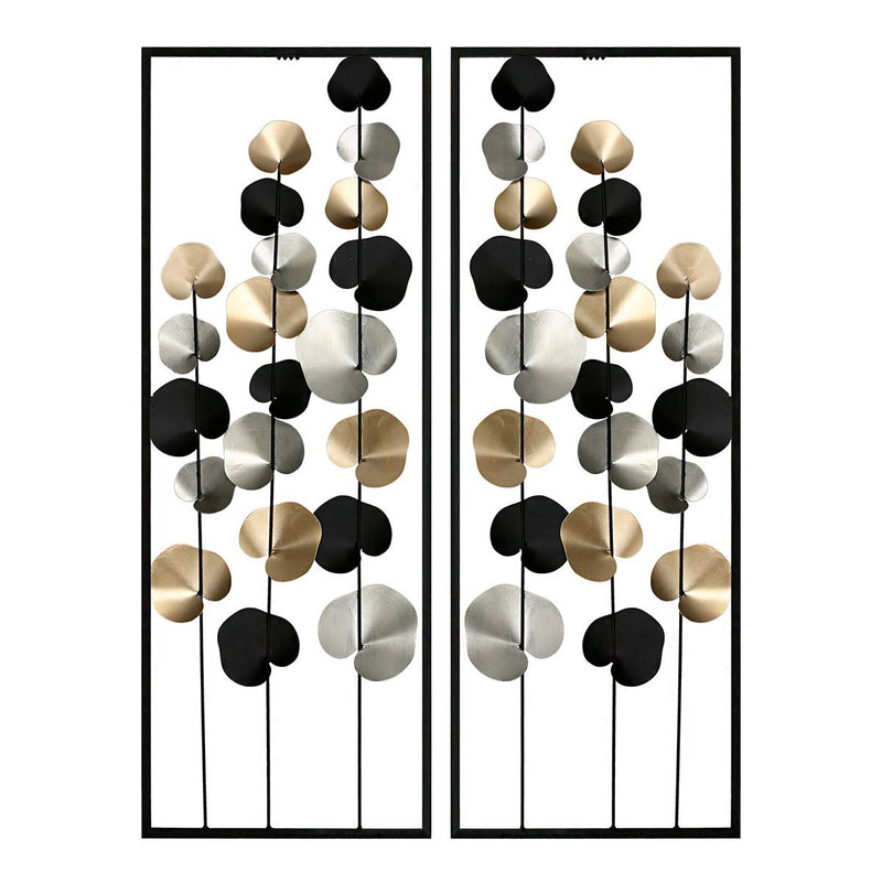 Set van 2 kwalitatieve wandreliëfs "ranken" - stijlvolle accenten in zwart, goud en zilver