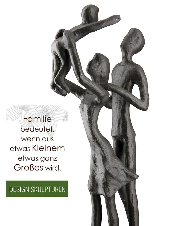 Einzigartiges Kunstwerk Handgefertigte Eisen Design Skulptur 'Familienglück' mit Eltern und Kind