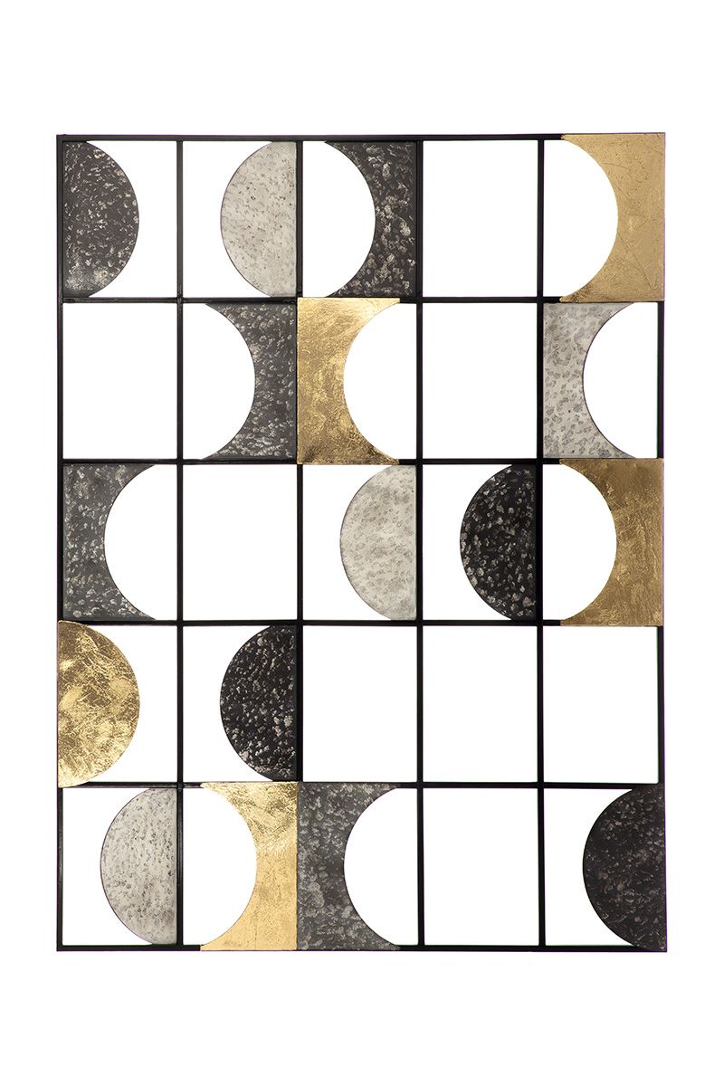 Metal wall relief 'Glame' in anthracite, gold &amp; black