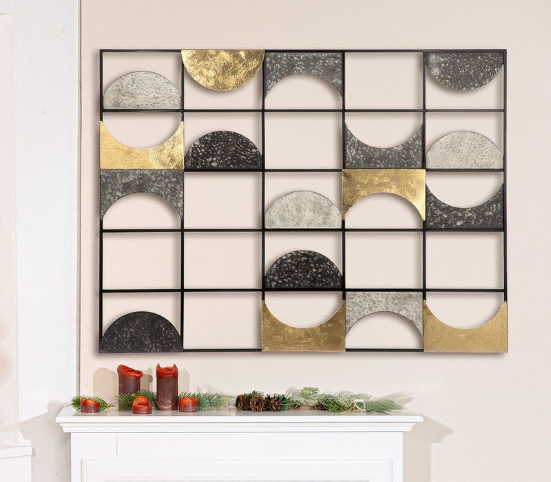 Metal wall relief 'Glame' in anthracite, gold &amp; black