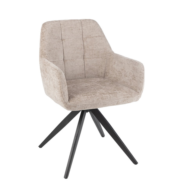 Louna upholstered chair in dark grey with metal frame, 85 cm