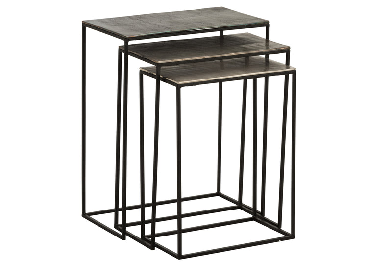 Side table rectangular – aluminium – black/mix – set of 3